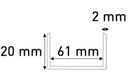 U PROFILE, PVC, 60x3000mm, for partition edges