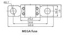 FUSE bolt-on (Mega Fuse) 125A/80V for 48V, 5 pcs