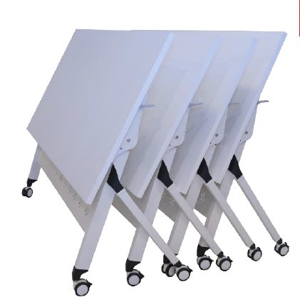 TABLE, laminated surface, 140x60x75cm, foldable, on wheels