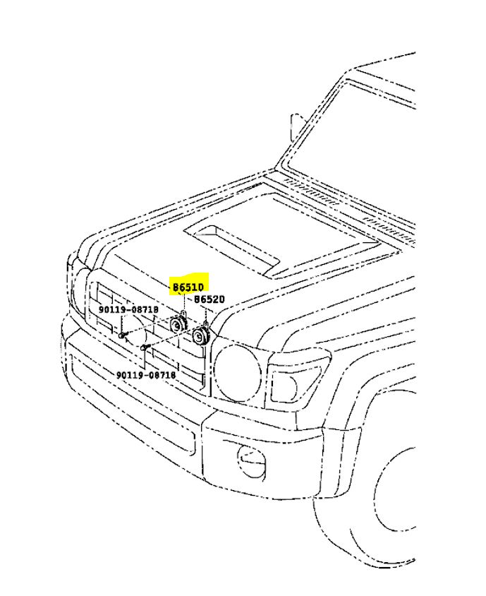 HORN ASSY high pitched, HZJ7# MK2