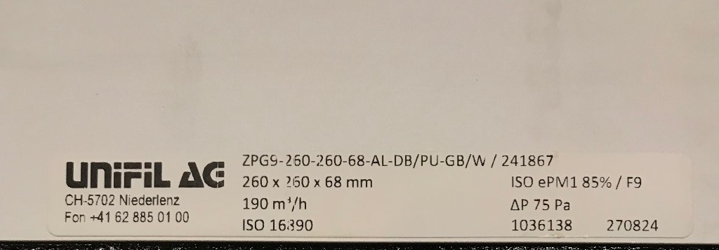 (MUST2) FILTER F9 (ZMS 726666) 260x260x68mm, EN779