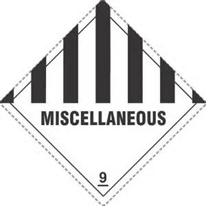 LABEL dangerous goods, class 9, miscellaneous