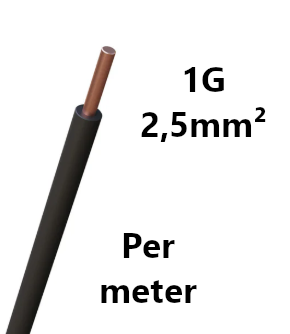 FIL DE CABLAGE rigide, cuivre, 2,5mm², noir, le mètre