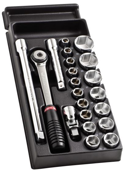 SOCKETS 6 pt, 23 pce, ½", 8-32mm, MOD.S161-36
