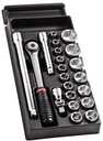 SOCKETS 6 pt, 23 pce, ½", 8-32mm, MOD.S161-36