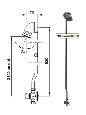 SHOWER UNIT wall-mounted, push type tap, fixed head