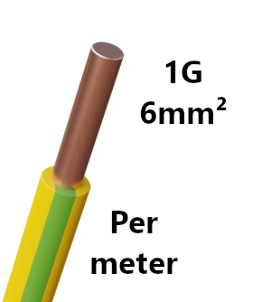 FIL DE CABLAGE rigide, cuivre, 6mm², vert/jaune, le mètre