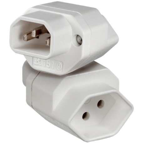 ADAPTER (ARP 42647) IEC 320(65°)/T13SW, type J/Swiss outlet