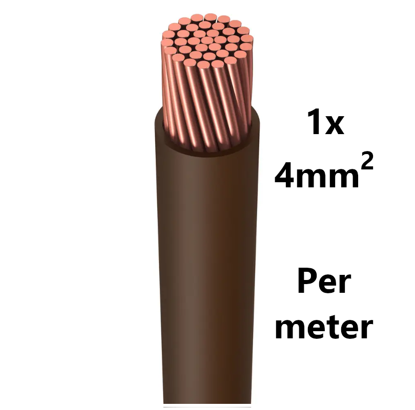 WIRE flexible, tinned copper, 4mm², brown, per metre