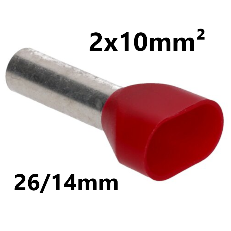 EMBOUT DE CABLE isolé, 2x10mm², 26/14mm