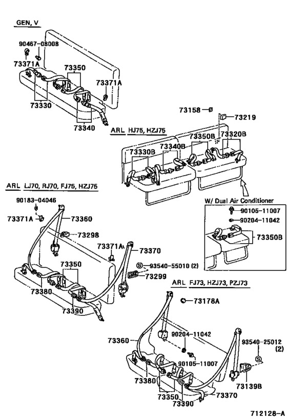 (HZJ78 11seats) BELT ASSY SEAT LAP TYPE N°1, black