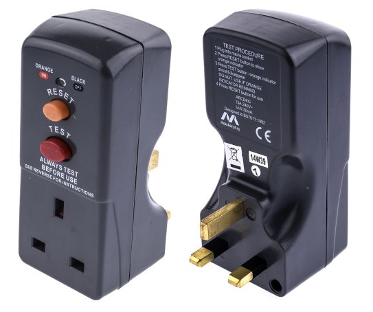 RCCB ADAPTER PLUG, 13A/30mA, type G/UK