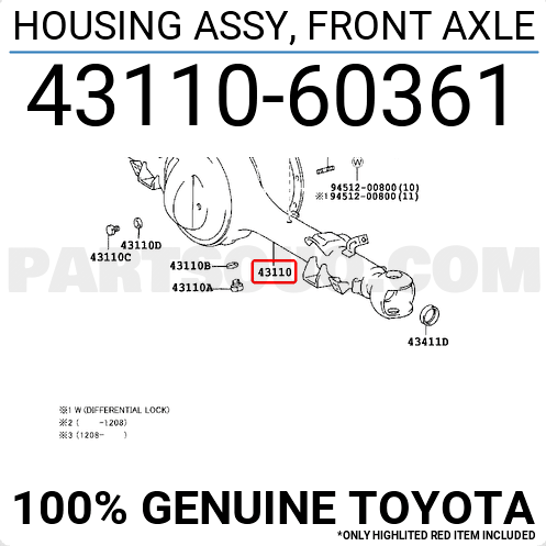 HOUSING ASSEMBLY differential axle, LHD, HZJ7# MK2