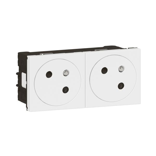 SOCKET x2 (Mosaic) 2P+E/16A, type E/FR, w/screw, IP41, white