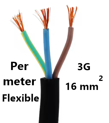 CABLE flexible, rubber, 3G16mm², per metre
