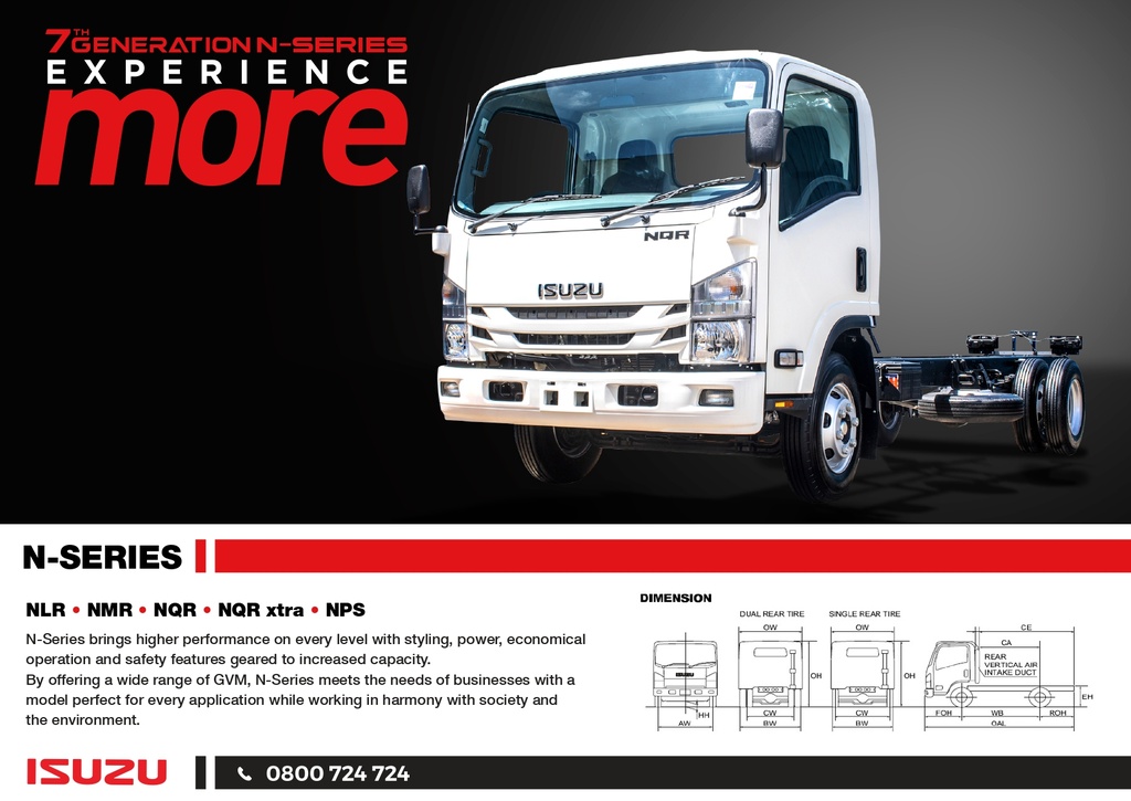 TRUCK 4x2 (ISUZU NQR81K) w/o enclosed body, single axle, RHD