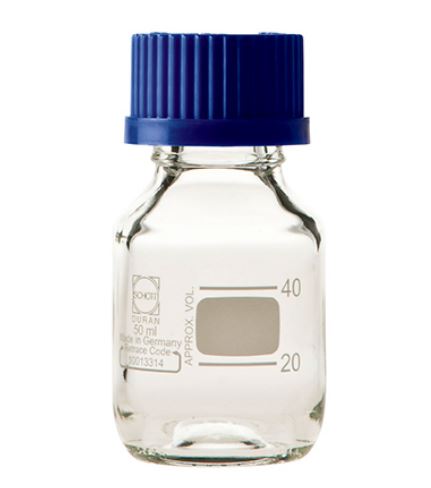 FLACON A VIS (Duran) 50ml + anneau d'écoulement, 20 pcs