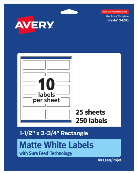 ADHESIVE LABEL 10pcs/A4, ±100x50mm, white, 25 sheet/ream