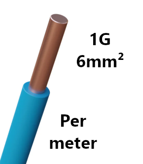 FIL DE CABLAGE rigide, cuivre, 6mm², bleu, le mètre