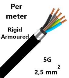 [PELECABL5X2AM] CABLE rigid, 5x2,5mm², armoured, per metre