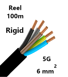 [PELECABL5G6R1] CABLE rigide, 5G6mm², bobine 100m