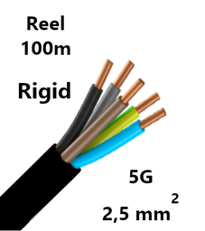 [PELECABL5G2R1] CABLE rigide, 5G2,5mm², gaine extérieure PVC, bobine 100m