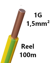 [PELECABW01RG1] WIRE rigid, copper, 1.5mm², green/yellow, reel of 100m