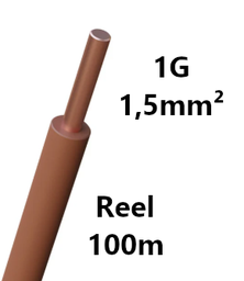 [PELECABW01RN1] WIRE rigid, copper, 1.5mm², brown, reel of 100m