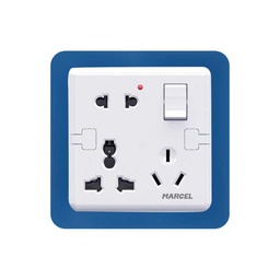 [PELETERM0SMB1] MULTISOCKET + SWITCH, 10-13A, 230V, type A,B,C, I, flush