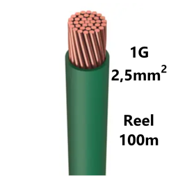 [PELECABW02FV1] FIL DE CABLAGE souple, étamé, 2,5mm², vert, bobine 100m